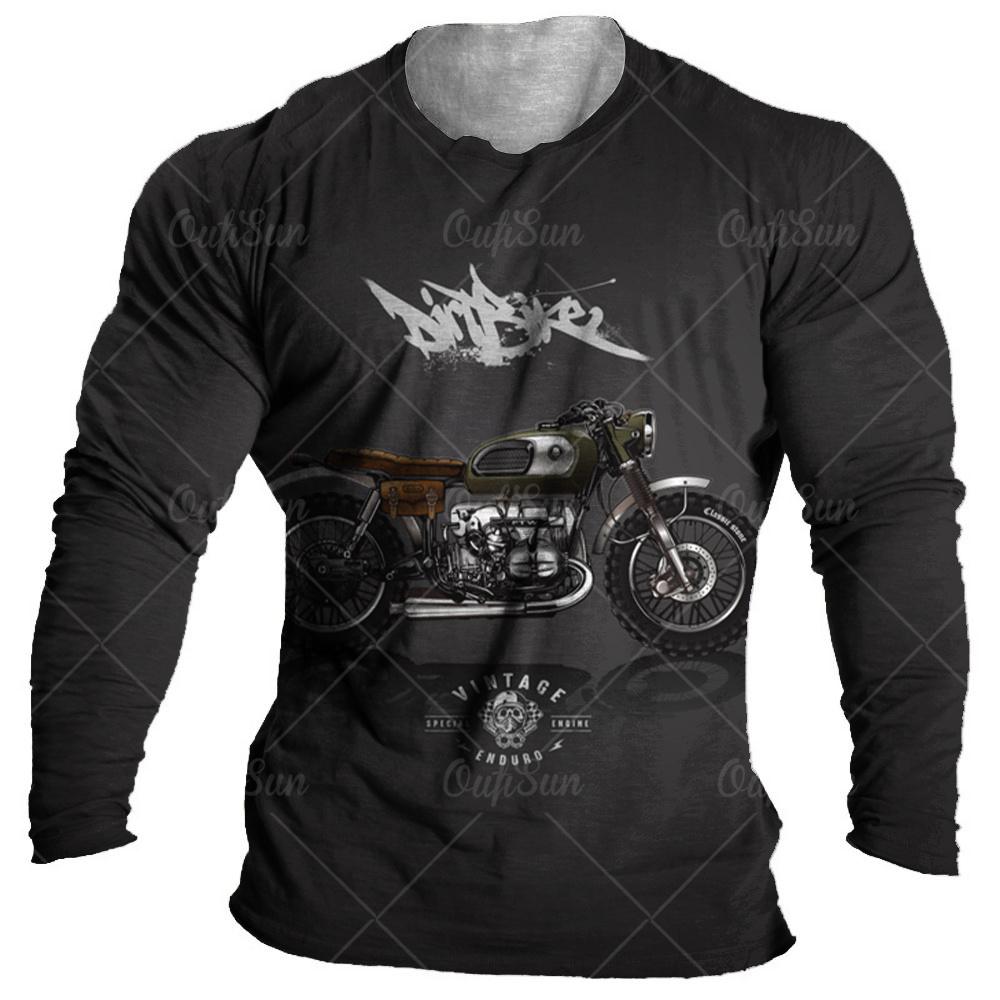Винтажная мужская футболка с длинным рукавом 3D ретро мотоциклетные большие футболки для толстовки байкерская гоночная футболка мужская одежда