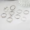 Bohemian Butterfly Pearl Rings Set for Women Shine Pearl Gothic Vintage Plated Retro Rhinestone Simple Finger Jewelry Gift