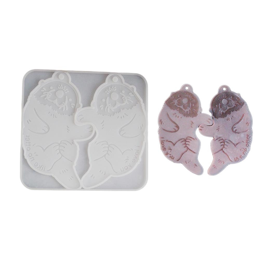 Resin Pendant Molds with Hole for Epoxy Resin Keychain Making Otters Shape Silicone Pendant Molds for Jewelry Making