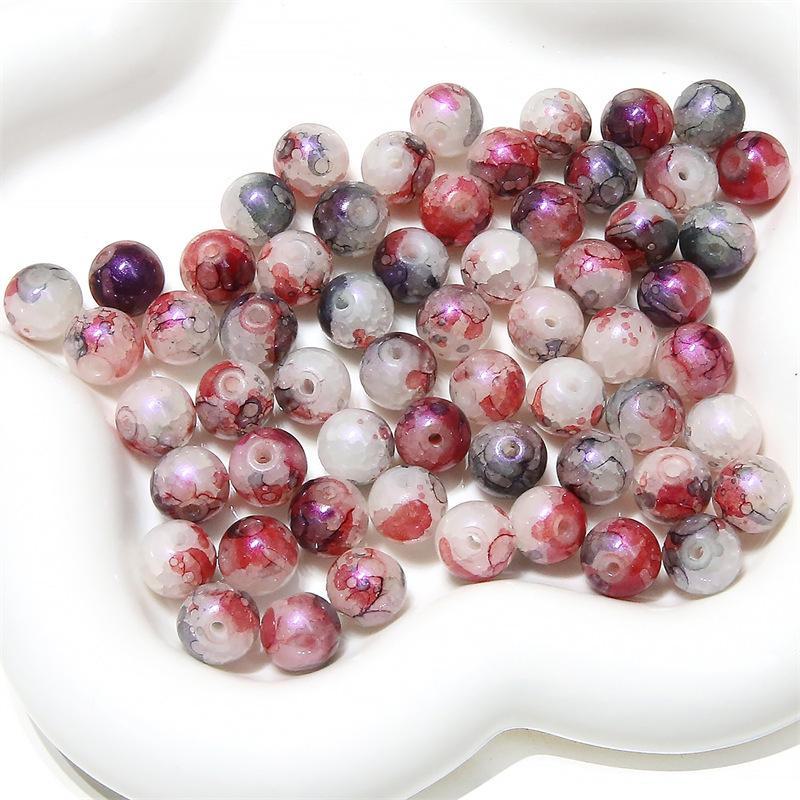 Комплект браслетов из бисера Summer Jelly Gold Glitter: Двойные стеклянные круглые бусины и полусахарные пузырчатые бусины