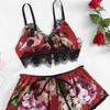 Популярный печатный сексуальный комплект нижнего белья для дома с подтяжками из двух частей, сексуальное нижнее белье для дома