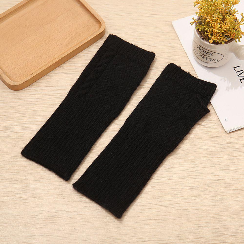 Winter Wrist Arm Faux Wool Women Arm Warmers Hand Mitten Fingerless Gloves Korean Knitted Gloves