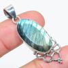 Подвеска из натурального лабрадорита из стерлингового серебра 925 пробы 1,75 дюйма g0e69