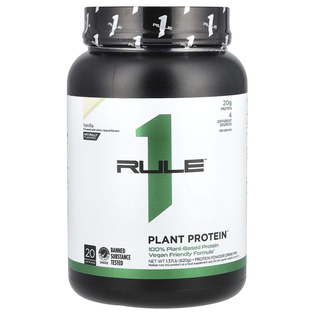 Rule One Proteins Plant-based Protein Powder Drink Mix, Vanilla, 1.37 Lb (620 G)