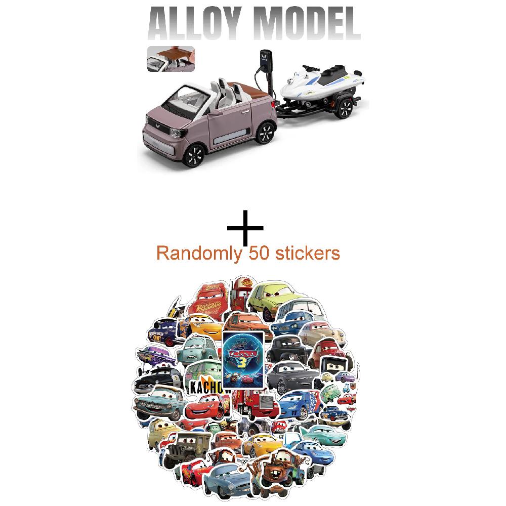 1:24 WULING Station Wagon HONGGUANG MINIEV Car Model Toy Alloy Diecast Motorboat Models Sound Light Home Decor Decoration