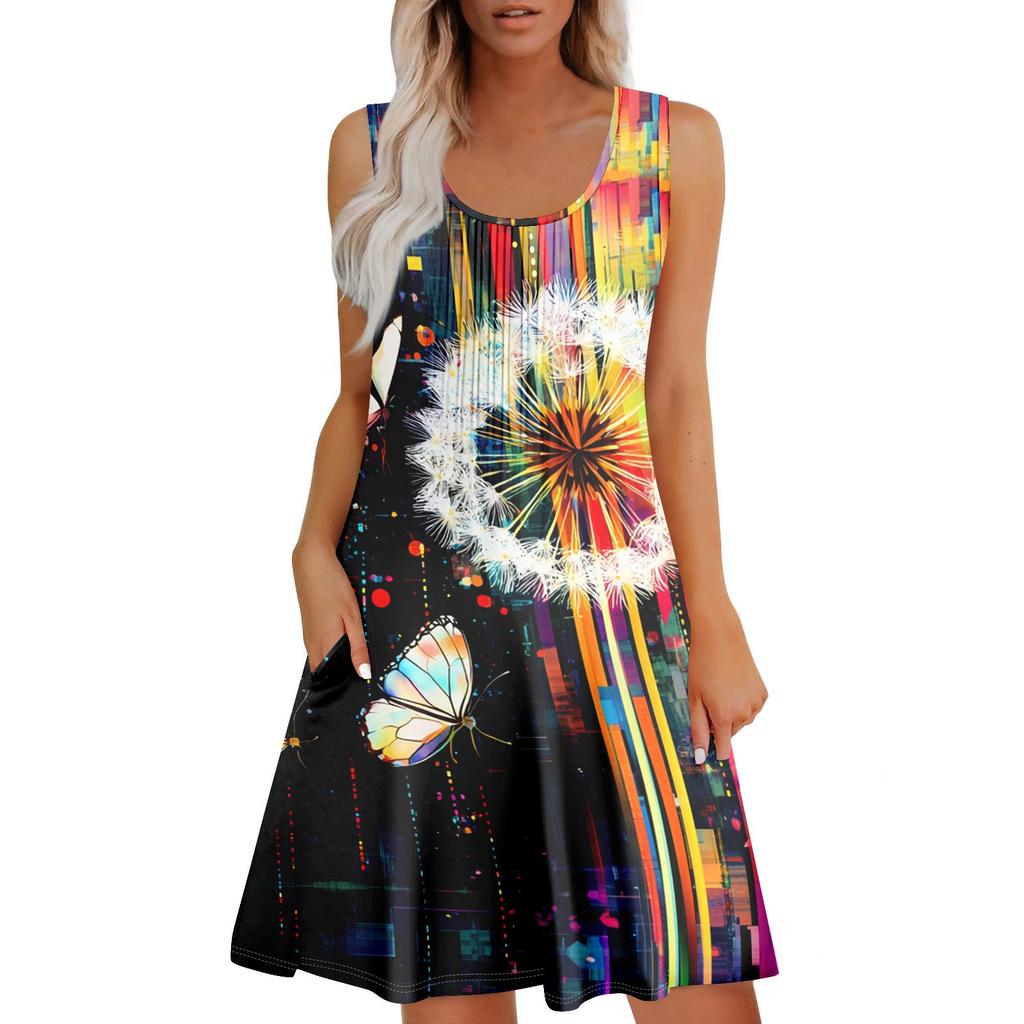 Женский повседневный сарафан с карманами, летнее пляжное платье в стиле бохо, праздничные платья для женщин, платья-майки