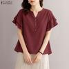 Женская летняя повседневная блузка с V-образным вырезом и коротким рукавом