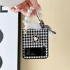 Black and White Houndstooth Light Luxury Style Mobile Phone Case for Korea for Samsung Zflip4 Women's Folding Clamshell Portable Camellia