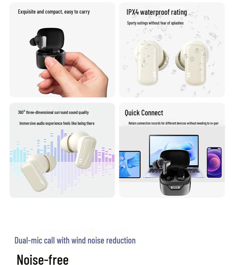 Q92 Bluetooth-наушники с шумоподавлением и сверхдолгим временем работы, с мягкими силиконовыми амбушюрами