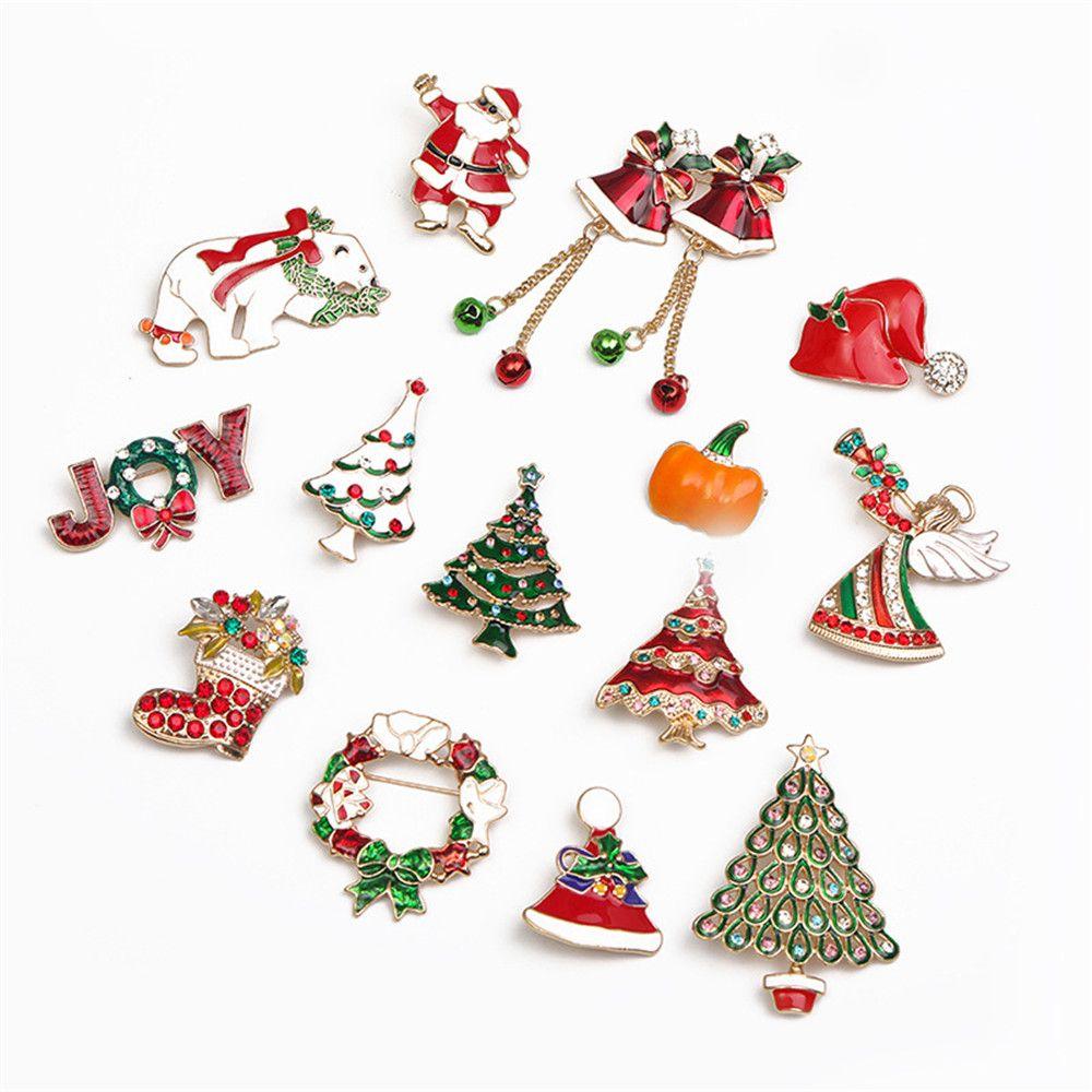Tree New Year Garland Santa Claus Jewelry Gift Christmas Brooches Pin Christmas Decoration