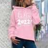 Women's Fashion Casual  New Year Print Hooded Sweatshirt Loose Sports Pullover