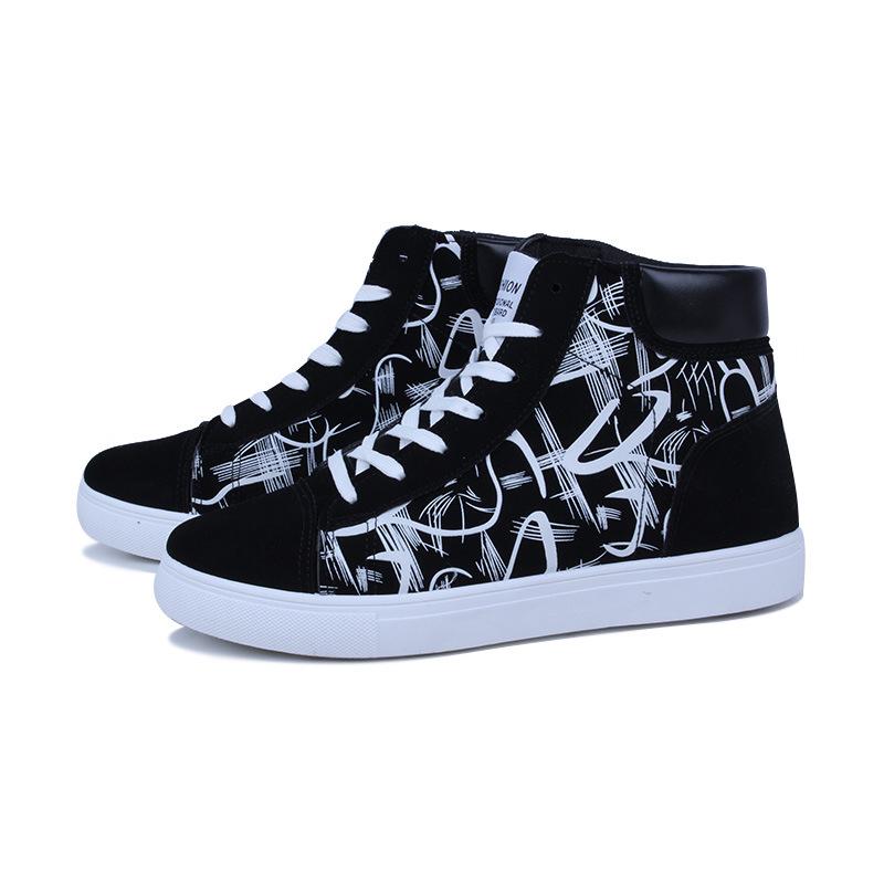Новые мужские высокие кроссовки для мальчиков граффити обувь для молодежи мужские повседневные дышащие туфли на шнуровке ty78