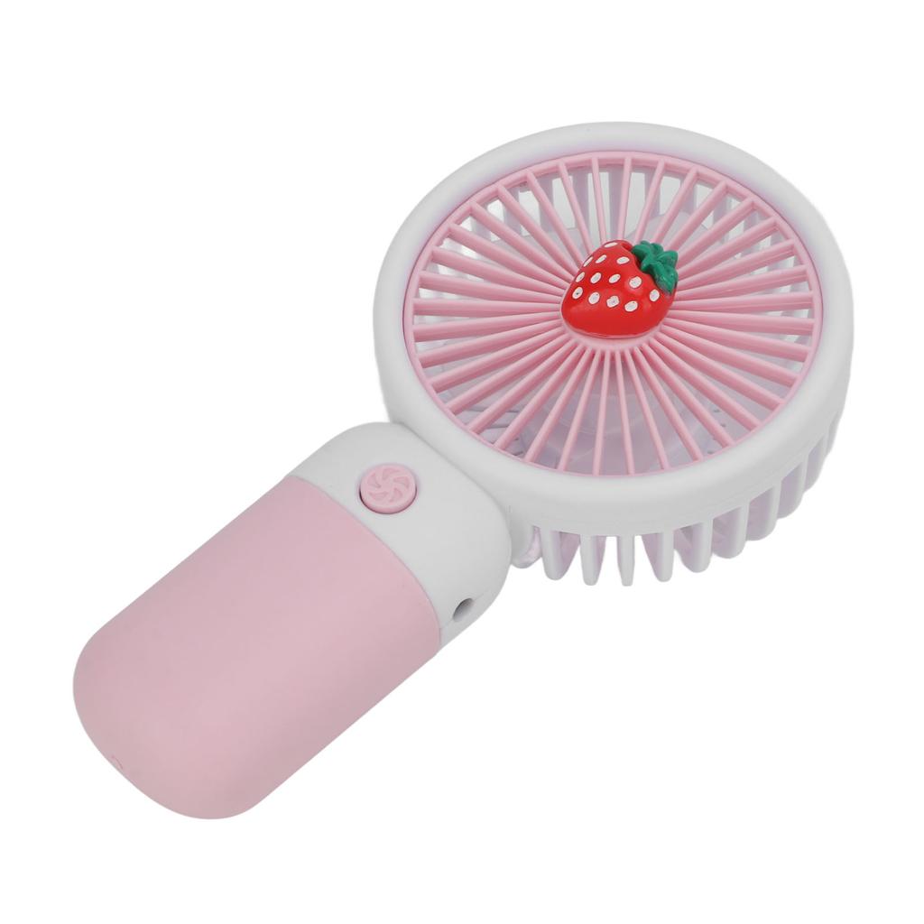 Handheld Fan Cartoon Strawberry Look USB Charging Portable Rechargeable Fan Portable with Lanyard Fo