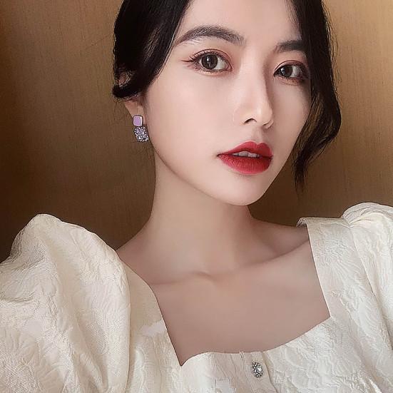 1 Pair Women Earrings Shining Rhinestone Oil Drip Geometric Decor Europe And America Decoration