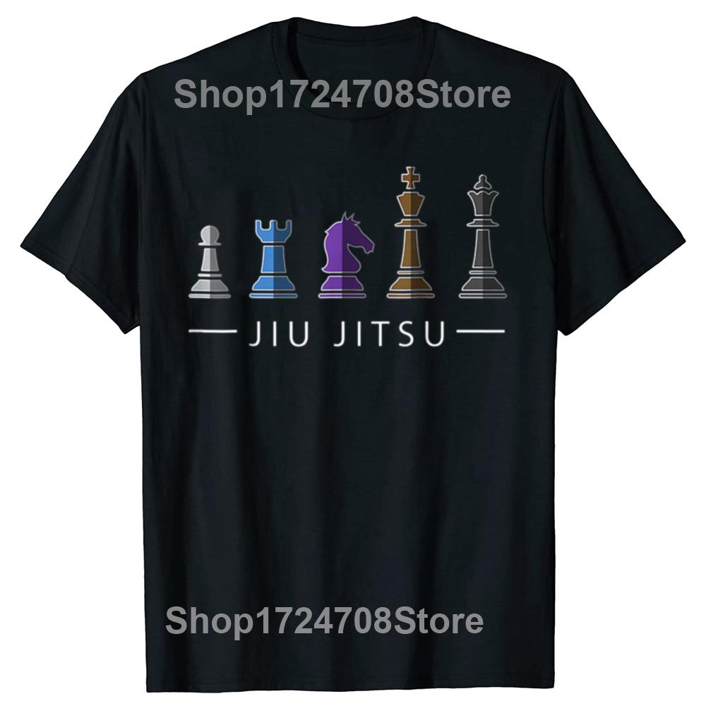 Смешные футболки с принтом Бразильского джиу-джитсу (BJJ) Шахматный Боец Пояс Футболка Мужская Женская Мода Повседневная Футболка 100% Хлопок Свободная Оверсайз Футболка