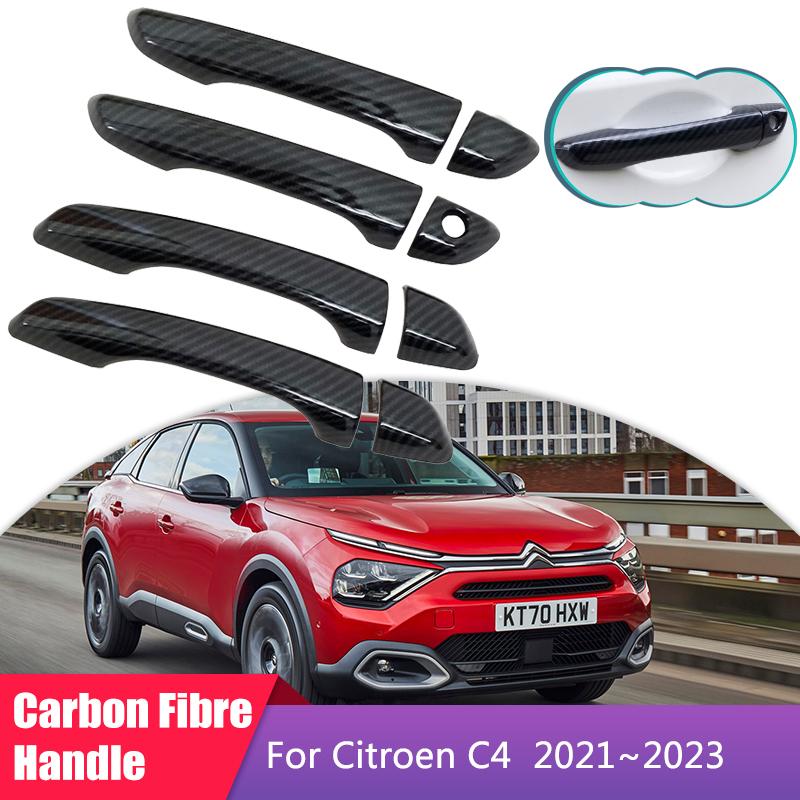 Carbon Fiber Door Handle Cover for Citroen C4 MK3 C41 Car Accessories Gadget Decoration Protector Stickers Trim
