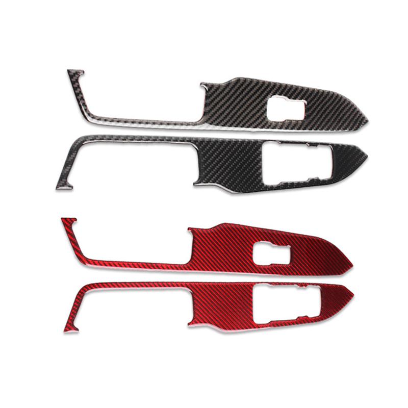 Углеродное волокно, панель управления окном автомобиля, декоративная рамка, крышка для Ford Mustang 2015 2016 2017 2018, Стайлинг автомобиля