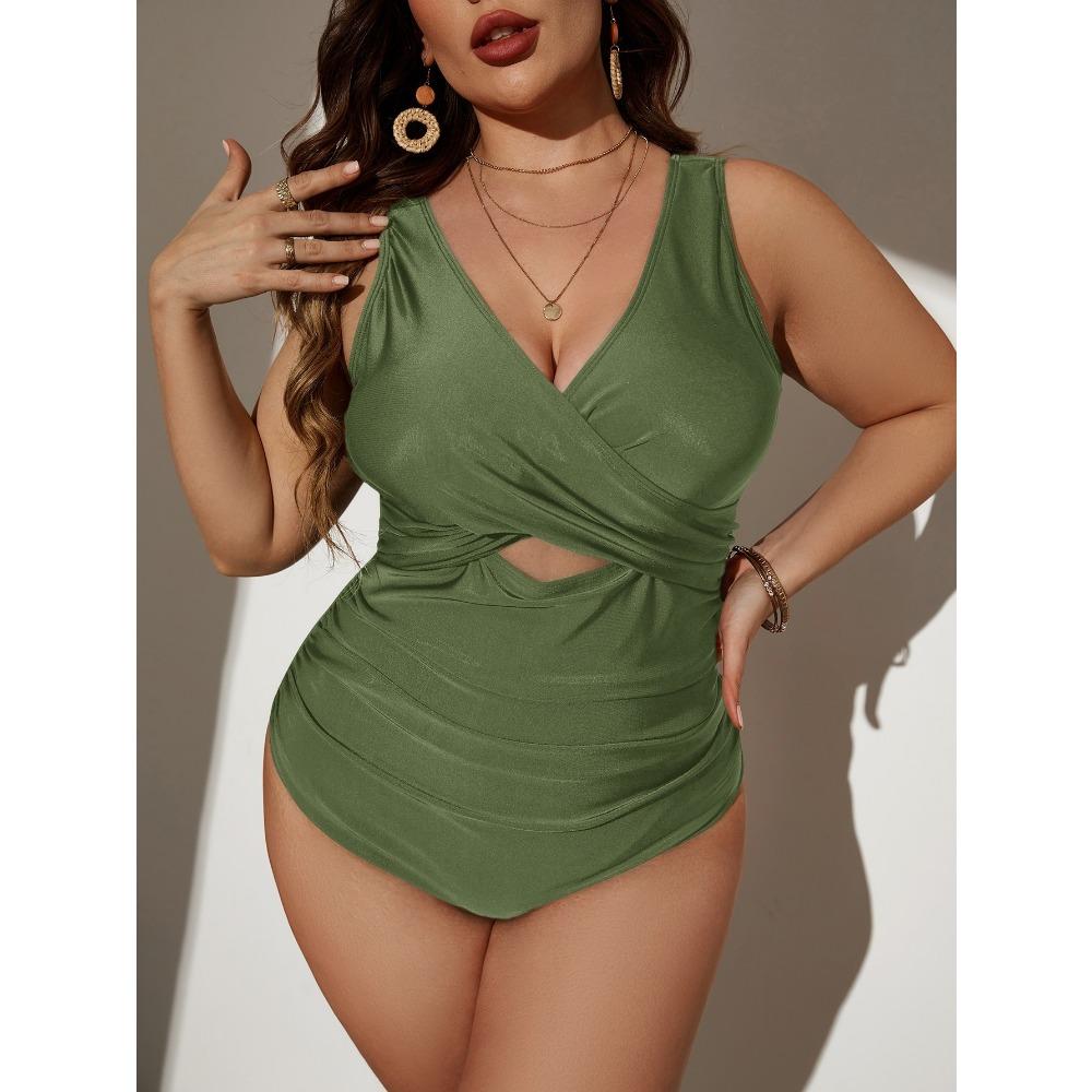 New New Sexy Suit One-piece Swimsuit Solid Color Plus Size Swimsuit