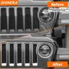 SHINEKA ABS Car Exterior Front Headlight Lamp & Racing Front Grille Decoration Cover for Jeep Wrangler JL Gladiator JT 2018 Up