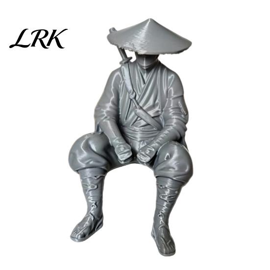 Коллекционный Орнамент Странствующего Рыцаря, 3D-печатная Фигурка Древнекитайского Отшельника-Воина, Статуэтка Мечника с Бамбуковой Шляпой, Креативное Украшение для Рабочего Стола для