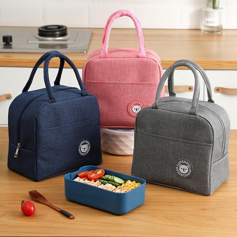Keep Warm Cooler Lunch Box Portable Insulated Canvas Lunch Bag Thermal Food Picnic Lunch Bags For Women Kids KTY