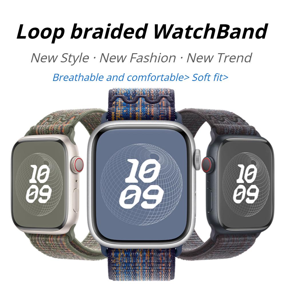 Нейлоновый ремешок-петля для Apple Watch 45 мм 44 мм 46 мм 40 мм 41 мм 38 мм 42 мм Correa Браслет iWatch Серии 11 10 6 Se 7 8 9 Ultra 3 2 49 мм