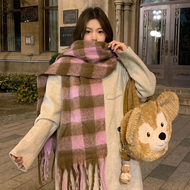 Haute couture version! Double-sided thickened women's beige big scarf, solid color scarf in autumn and winter