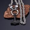 Скандинавское ожерелье из нержавеющей стали с подвеской в ​​виде головы викинга и молота Тора, мужское ожерелье 