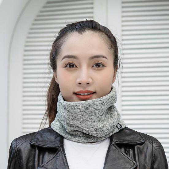 Men Scarf Winter Plush Lining Solid Color Scarf Solid Color Letter Logo Thickened Velvet Warm Knitting Neck Gaiter