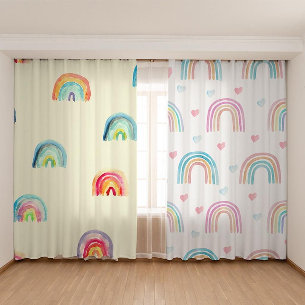 2 шт. Детские мультяшные розовые принцессы, радужный единорог, лошадь, шторы, полузатемняющие шторы-жалюзи для спальни маленькой девочки