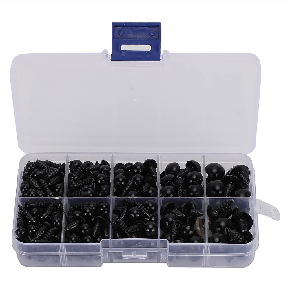 240pcs Safety Black Doll Eyes Plastic Screw Type for Teddy Bear Doll Animal Hand Craft Felted Toy