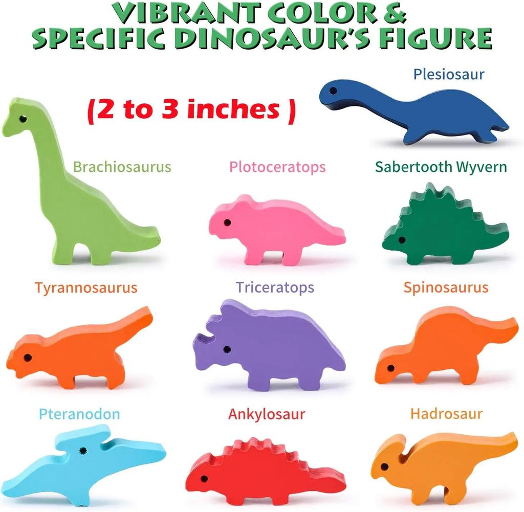 Dinosaur Toy Wooden Stacking Game: Challenging Banlance Game - Develop Concentration Coordination Problemsoving Skills for Kids
