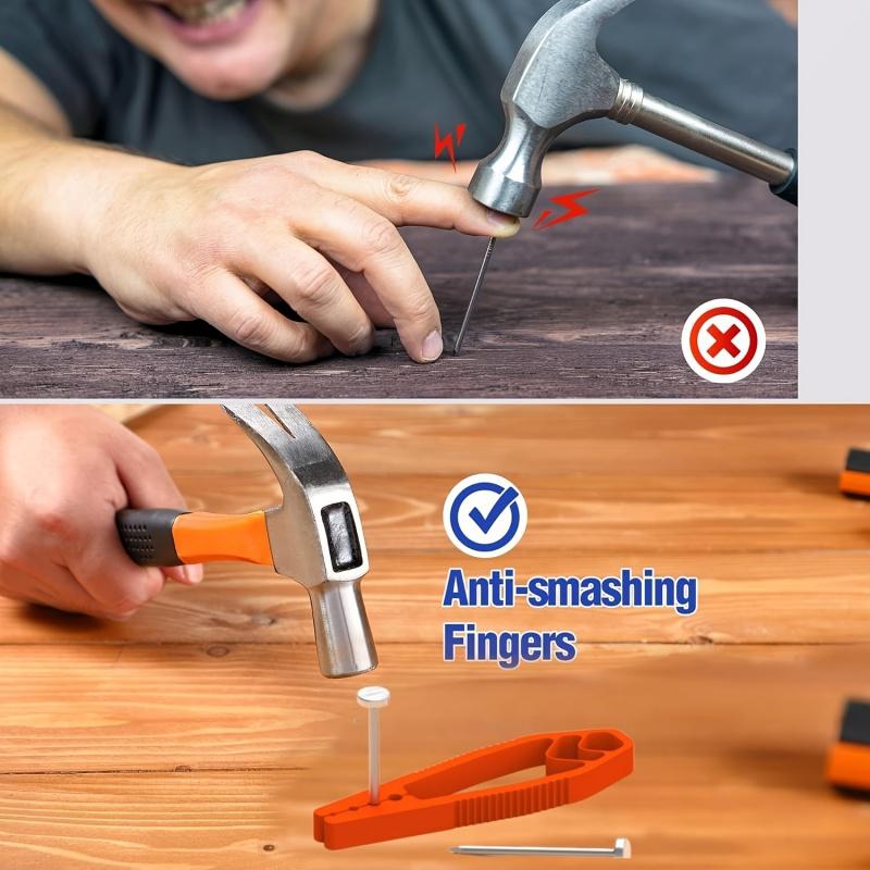 Nail Holder Pliers Tool, Portable Carpentry Hand Tool With Sliding Plastic Jaw, Finger Protector For Woodworking And Repair