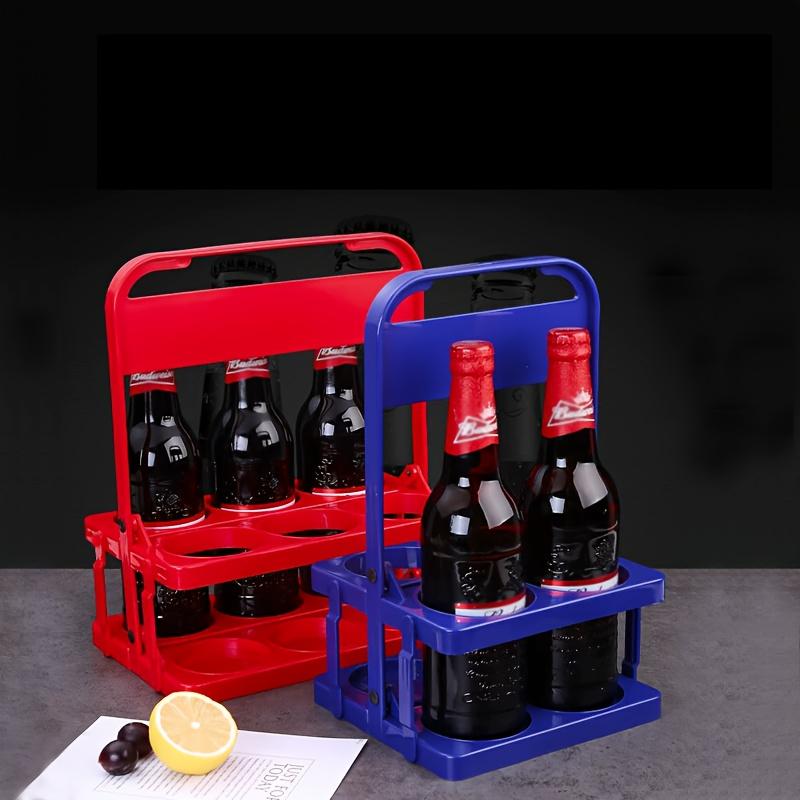 1pc 4-Slot Portable Foldable Beer Basket - Durable Plastic Drink Bottle Holder for Home Outdoor Camping Picnic
