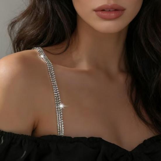 2 шт. Цепочка на плечо Сексуальная Блестящая Стразы Регулируемая Цепочка для бюстгальтера Вечеринка Украшения для тела Пляжный Отпуск Аксессуары