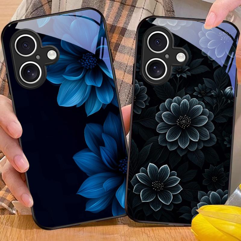 Черный Яблочный Камень Для Apple IPhone 16E 16 E 11 13 15 P Ro 14 Pro Max 12 Mini 7 8 Plus XR X XS Черный Чехол для телефона из закаленного стекла