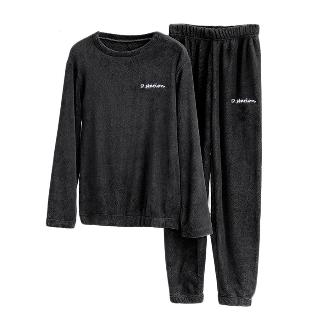 Women's Thickened Warm Lamb Cashmere Lapel Pajamas Pajamas Household Suit