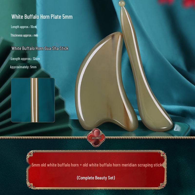 Белый рог буйвола Гуа Ша инструмент для массажа лица для лечения морщин