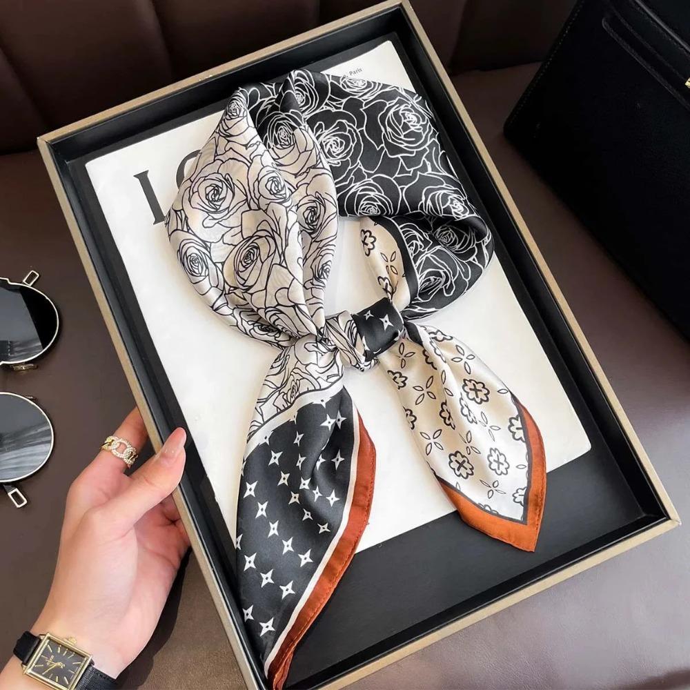 Модный бренд класса люкс 70 см шелковый квадратный шарф женский шейный платок женский бандана для волос платок шаль хиджаб эшарп