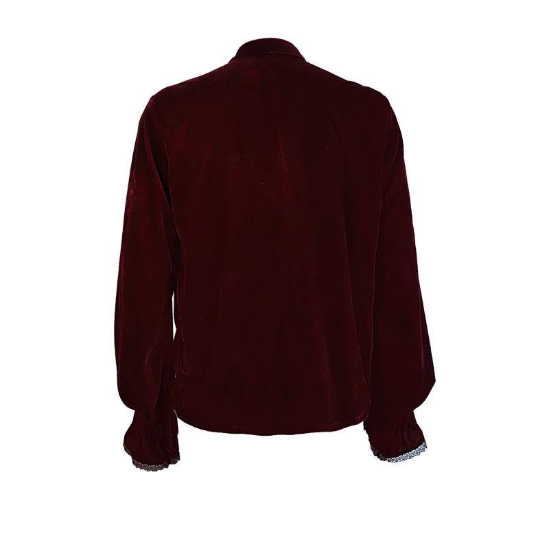 Medieval Gothic Velvet Gown with Vintage Long Sleeves for Cosplay and Stage Performance