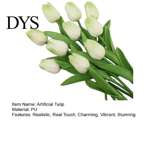 Realistic Tulip Flower 6 Pcs Artificial Flowers Real Touch Faux PU Bouquet Tulips Fake Arrangement for Home Room Office Party Wedding Decoration