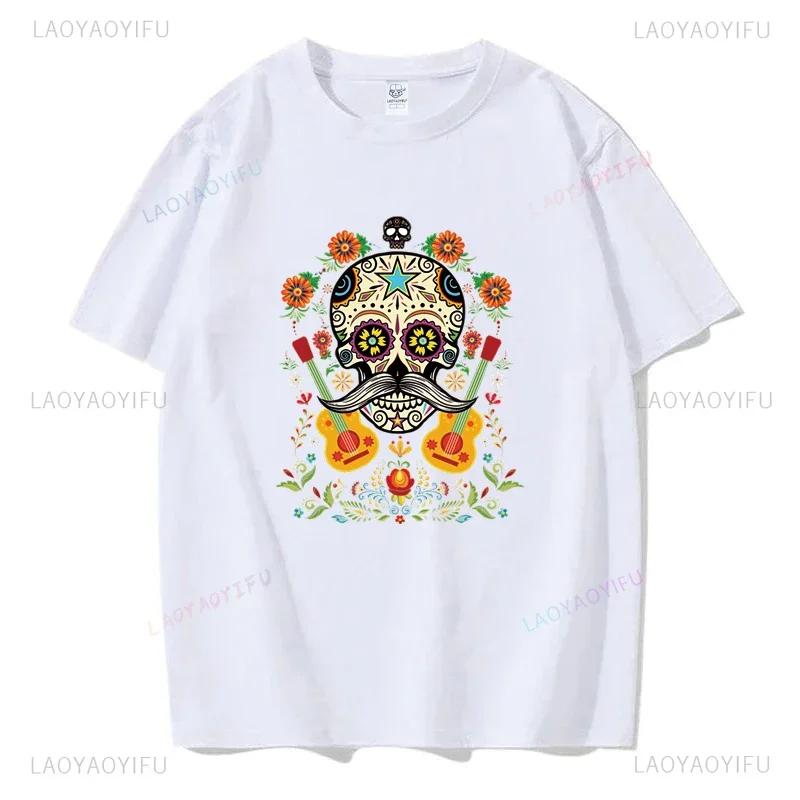 Мексиканский День мёртвых ''DÍA DE LOS MUERTOS'' Футболка с принтом Мужская графическая футболка Повседневные удобные футболки на лето Женская одежда