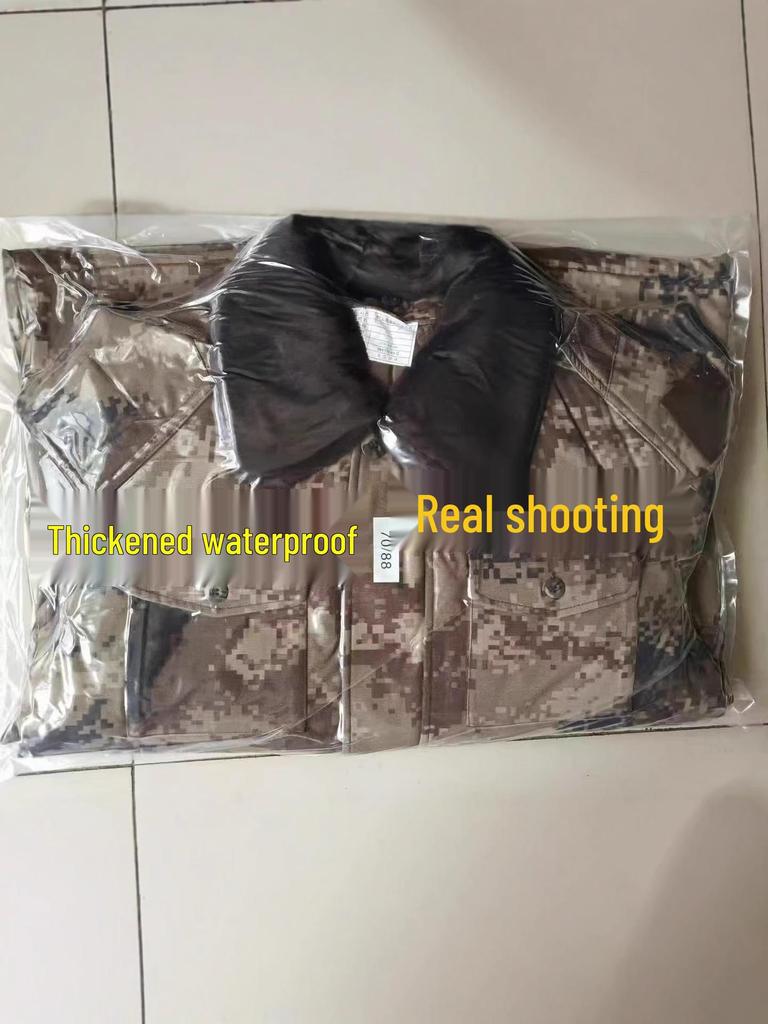 Men's Waterproof Camouflage Cotton Jacket, Anti-Cold, Detachable, Mid-Length, Long Sleeve