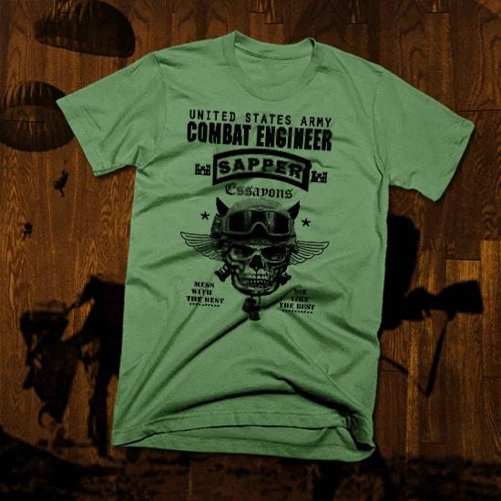 Combat Engineer T-Shirt Army Sapper Lead The Way Military Combat Vet Essayons