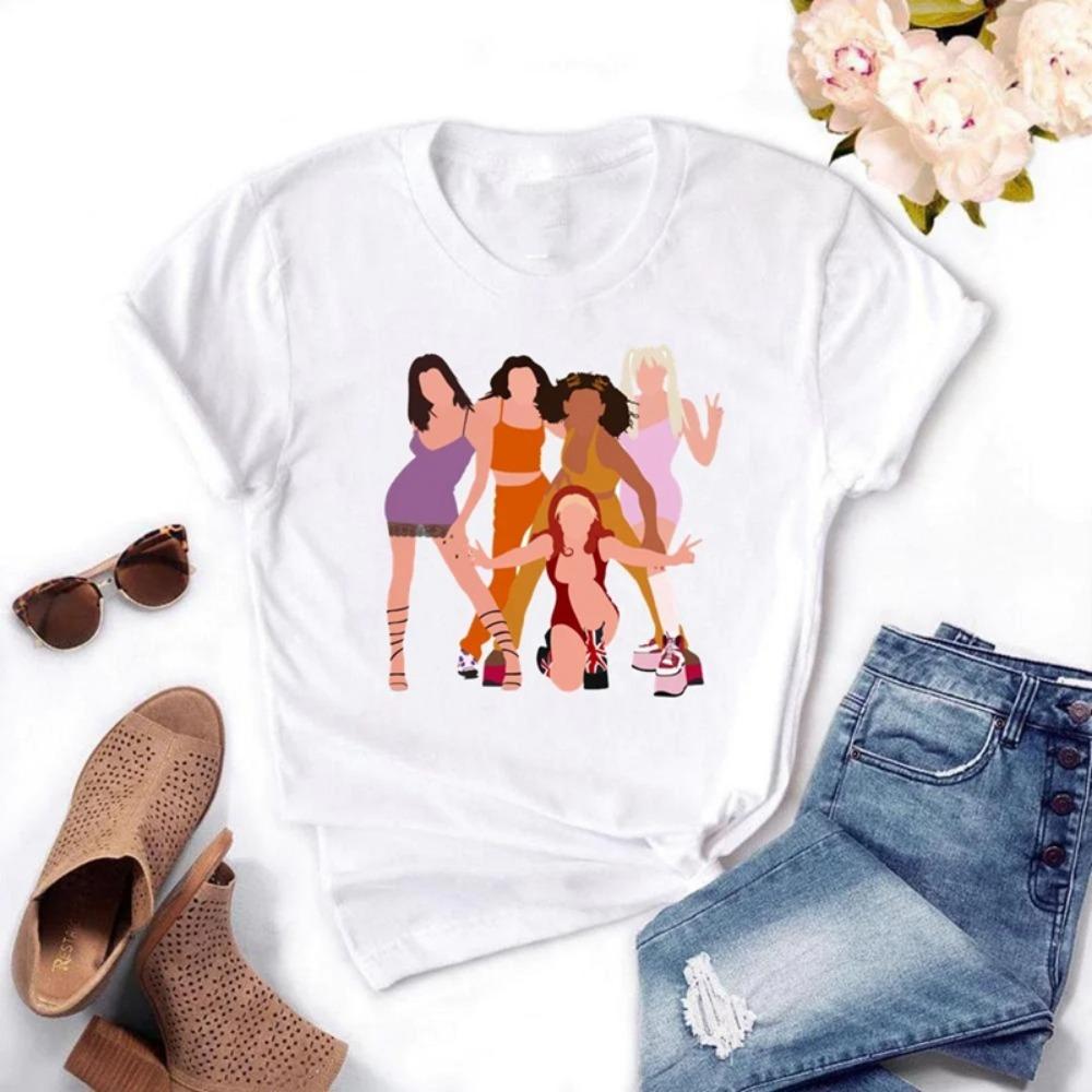 Spice Girls Print Fashion Women Graphic T-Shirts Harajuku White Female Clothing Short Sleeve Summer Tees Casual O-Neck Tops