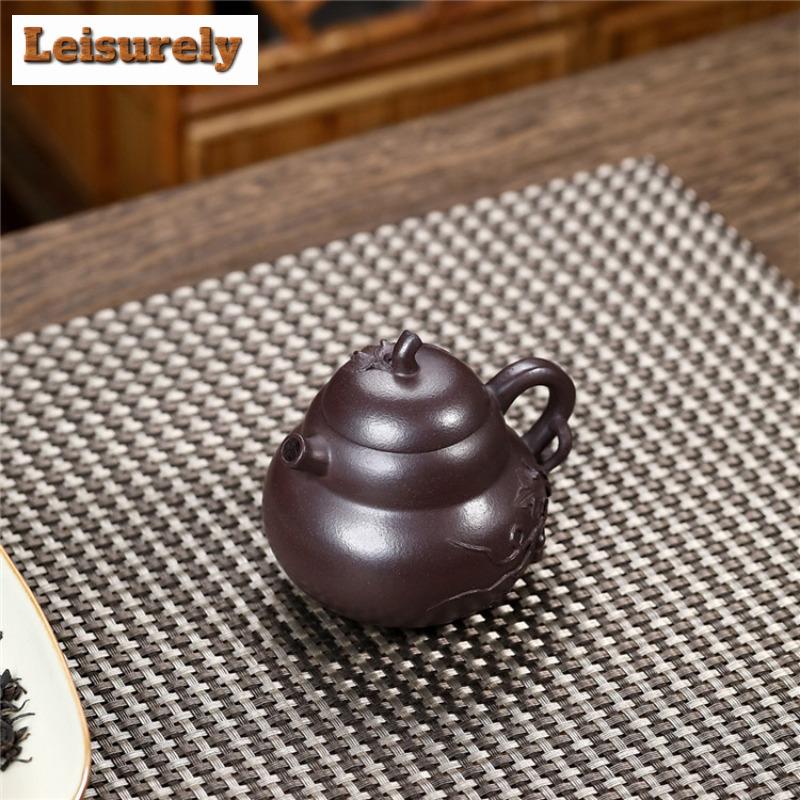 150 мл старинный исинский фиолетовый глиняный чайник ручной работы тыквенный горшок сырой руды фиолетовый глиняный чайник с фильтром чайный сервиз Zisha аксессуары для кафе