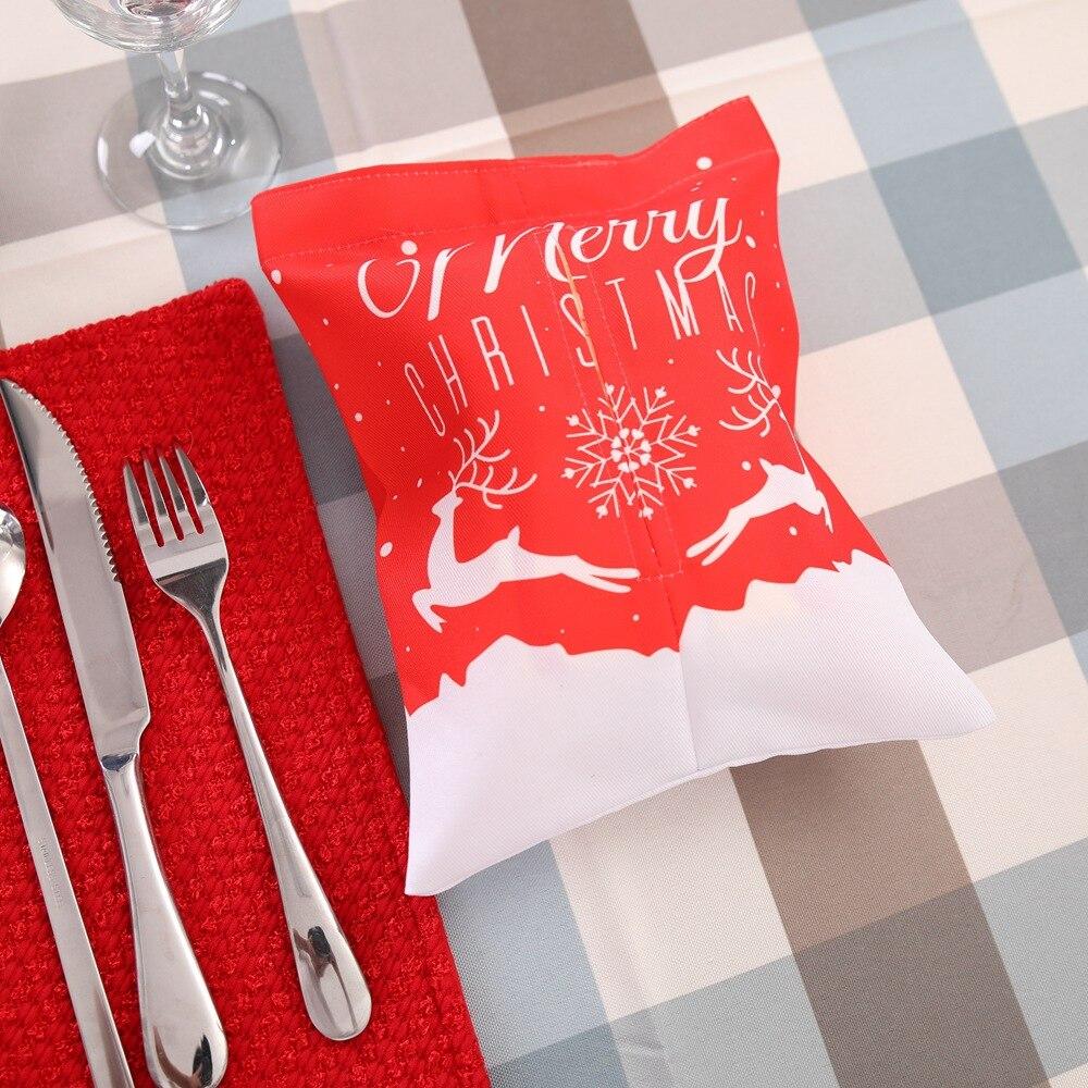 Рождественская сумка-чехол для салфеток, мультяшные чехлы для салфеток с Сантой, кухонный декор для стола для званого ужина, рождественские украшения для дома