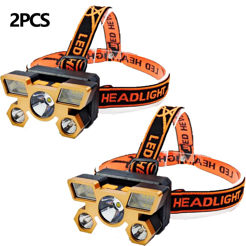 Powerful USB Rechargeable 5LED Headset Flashlight Outdoor Portable Fishing CampingHeadlights Hunting Torch HikingFront Lanterns