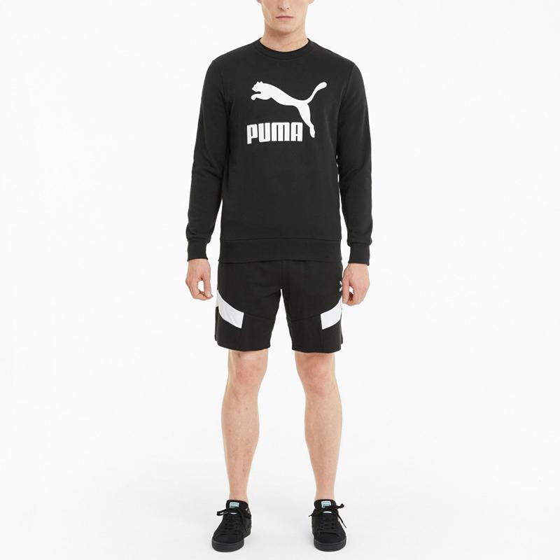 Puma Классический мужской свитер с логотипом и принтом, спортивный, с круглым вырезом, черный 531366-01