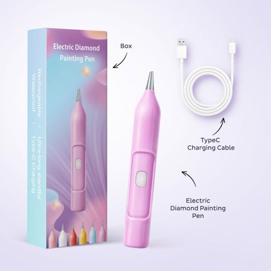 Electric Diamond Art Pen Wireless Diamond Art Vacuum Pen Portable Wax-free Diamond Art Crafting Pen for DIY Diamond Art Crafts